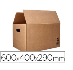 Caja para embalar q-connect americana con asas carton reciclado canal simple 5 mm color kraft 600x400x290 mm