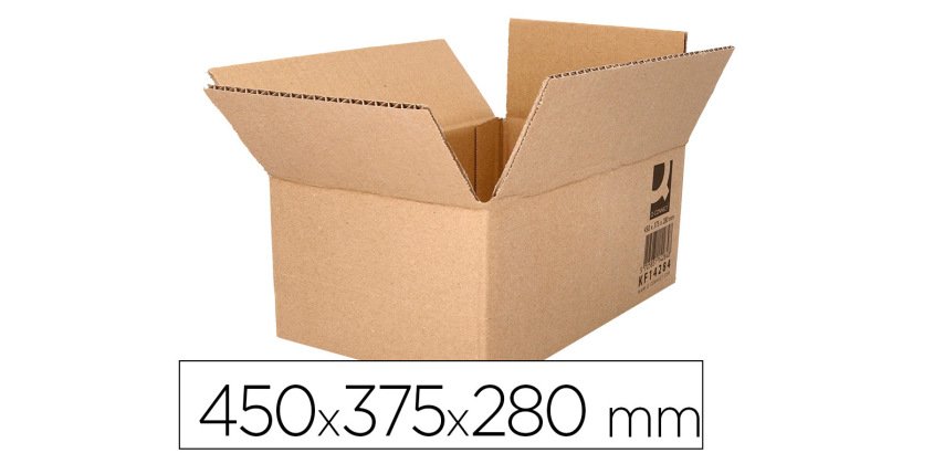 Caja para embalar q-connect americana ultra resistente carton reciclado canal doble 7mm color kraft 450x375x280 mm