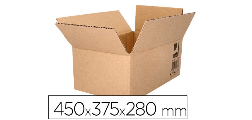 Caja para embalar q-connect americana ultra resistente carton reciclado canal doble 7mm color kraft 450x375x280 mm