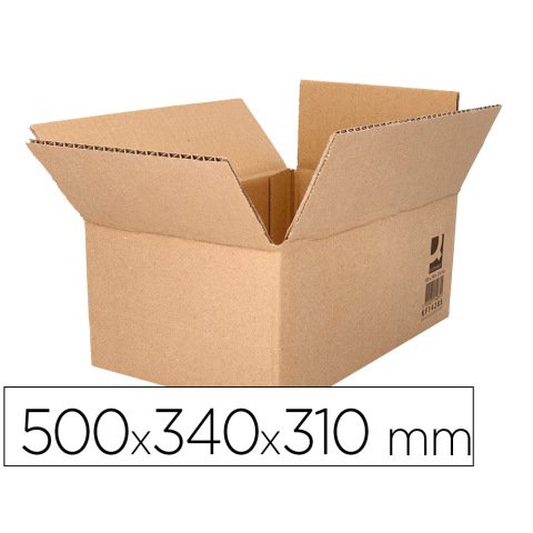 Caja para embalar q-connect americana ultra resistente carton reciclado canal doble 7mm color kraft 500x340x310 mm