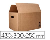 Caja para embalar q-connect americana ultra resistente con asas carton canal doble 7 mm color kraft 430x300x250 mm