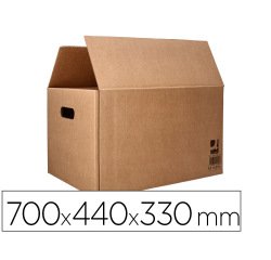 Caja para embalar q-connect americana ultra resistente con asas carton canal doble 7 mm color kraft 700x440x330 mm