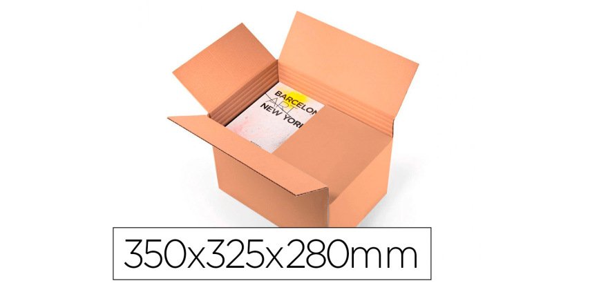 Caja para embalar q-connect ultra resistente regulable en altura carton canal doble 7 mmcolor kraft 350x325x280 mm