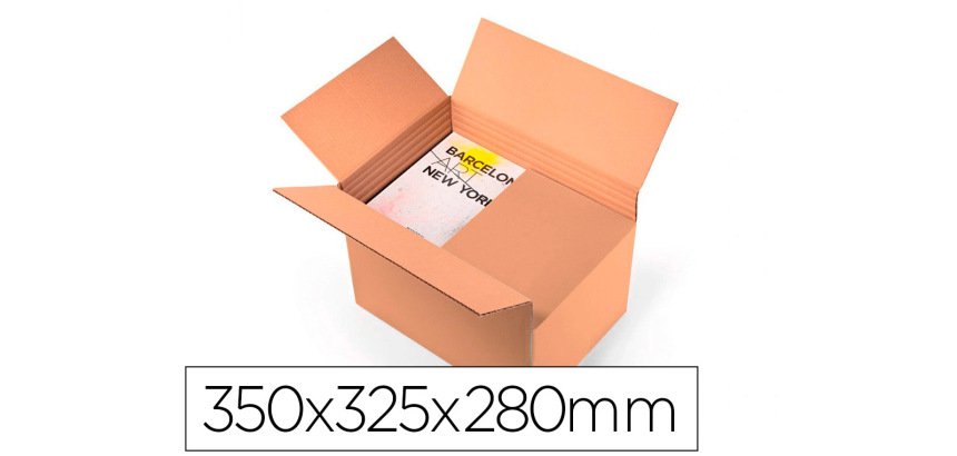 Caja para embalar q-connect ultra resistente regulable en altura carton canal doble 7 mmcolor kraft 350x325x280 mm