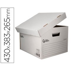 Cajón contenedor liderpapel cartón automático para 4 cajas archivo definitivo folio / 5 archivadores a-z 430x383x265mm