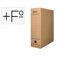 Caja archivo definitivo liderpapel folio prolongado carton reciclado 325g/m2 lomo 116 mm kraft 388x116x275 mm