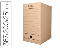 Caja archivo definitivo liderpapel folio doble ancho carton reciclado 400g/m2 lomo 200 mm kraft 367x200x251 mm
