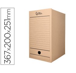 Caja archivo definitivo liderpapel folio doble ancho carton reciclado 400g/m2 lomo 200 mm kraft 367x200x251 mm