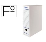 Caja archivo definitivo automatica liderpapel folio carton reciclado 325g/m2 lomo 100 mm blanco 360x100x255mm