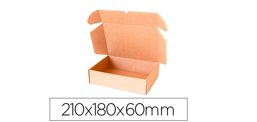 Caja automontable q-connect para e-commerce y regalo carton reciclado canal simple 3 mm kraft 210x180x60 mm