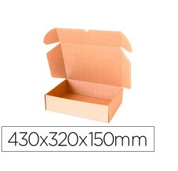 Caja automontable q-connect para e-commerce y regalo carton reciclado canal simple 3 mm kraft 430x320x150 mm