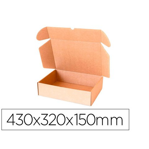 Caja automontable q-connect para e-commerce y regalo carton reciclado canal simple 3 mm kraft 430x320x150 mm