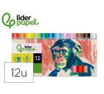 Lapices cera blanda liderpapel redonda caja de 12 unidades colores surtidos