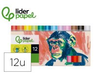 Lapices cera blanda liderpapel redonda caja de 12 unidades colores surtidos