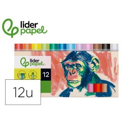 Lapices cera blanda liderpapel redonda caja de 12 unidades colores surtidos