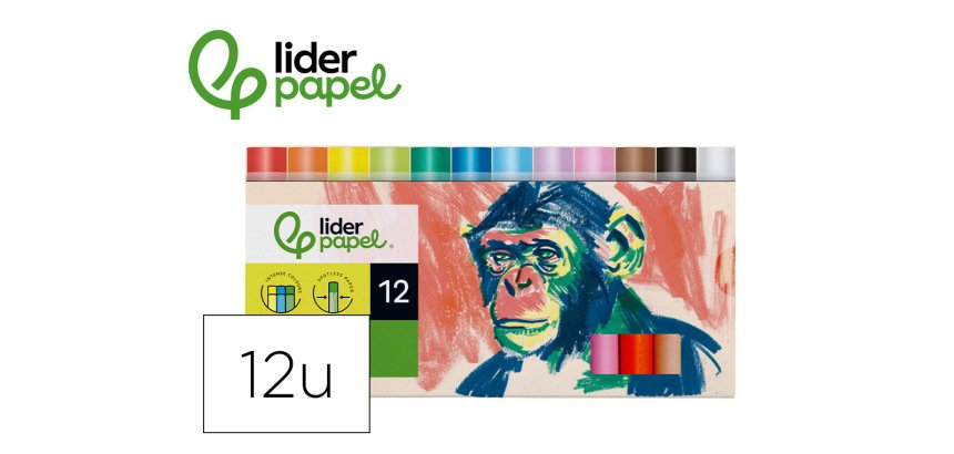 Lapices cera blanda liderpapel redonda caja de 12 unidades colores surtidos
