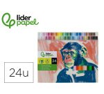 Lapices cera blanda liderpapel redonda caja de 24 unidades colores surtidos