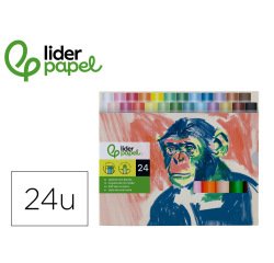 Lapices cera blanda liderpapel redonda caja de 24 unidades colores surtidos