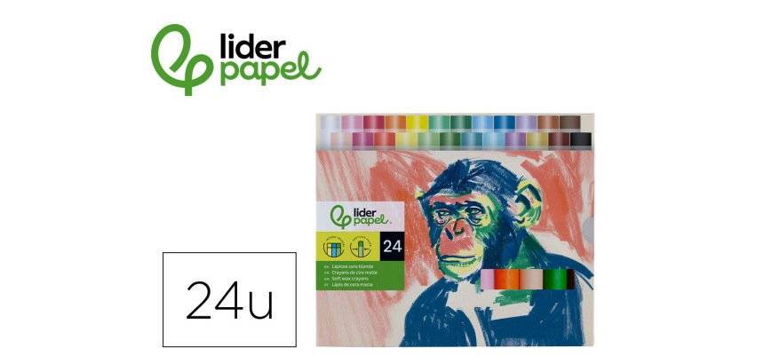 Lapices cera blanda liderpapel redonda caja de 24 unidades colores surtidos