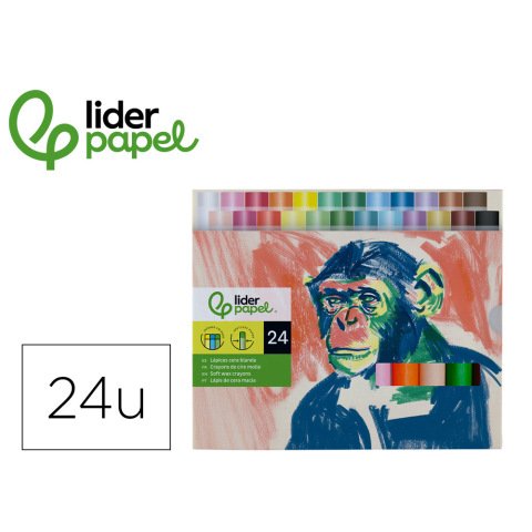 Lapices cera blanda liderpapel redonda caja de 24 unidades colores surtidos