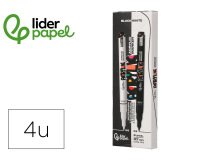 Rotulador liderpapel acrylic base agua todo tipo de superficie punta fina 0,7 mm caja de 4 perfiladores