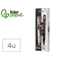 Rotulador liderpapel acrylic base agua todo tipo de superficie punta fina 0,7 mm caja de 4 perfiladores
