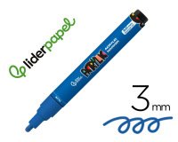Rotulador liderpapel acrylic base agua todo tipo de superficie punta redonda 3 mm azul