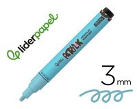 Rotulador liderpapel acrylic base agua todo tipo de superficie punta redonda 3 mm azul cielo