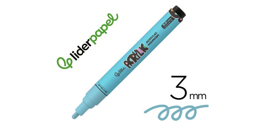 Rotulador liderpapel acrylic base agua todo tipo de superficie punta redonda 3 mm azul cielo
