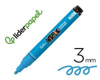 Rotulador liderpapel acrylic base agua todo tipo de superficie punta redonda 3 mm azul claro