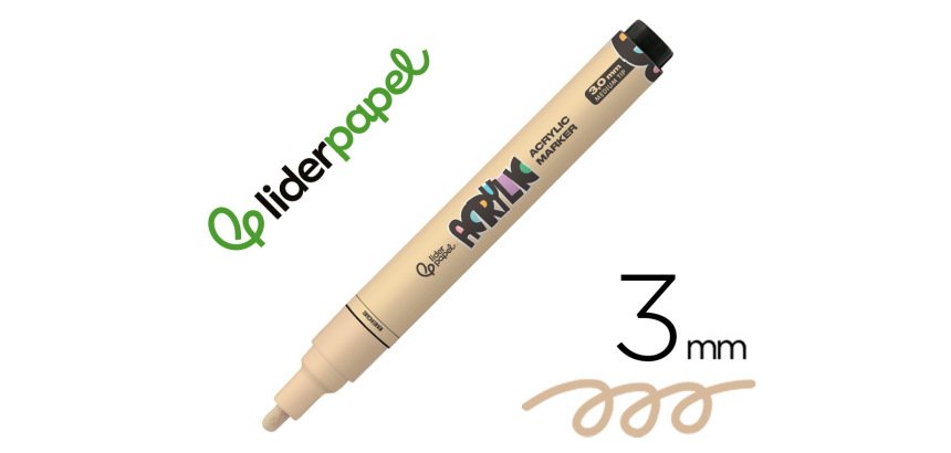 Rotulador liderpapel acrylic base agua todo tipo de superficie punta redonda 3 mm beige