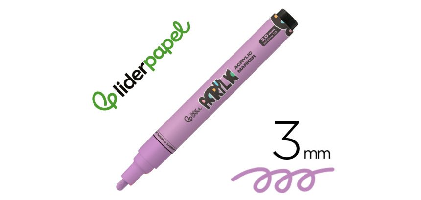 Rotulador liderpapel acrylic base agua todo tipo de superficie punta redonda 3 mm lila