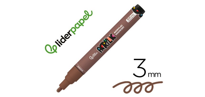 Rotulador liderpapel acrylic base agua todo tipo de superficie punta redonda 3 mm marron
