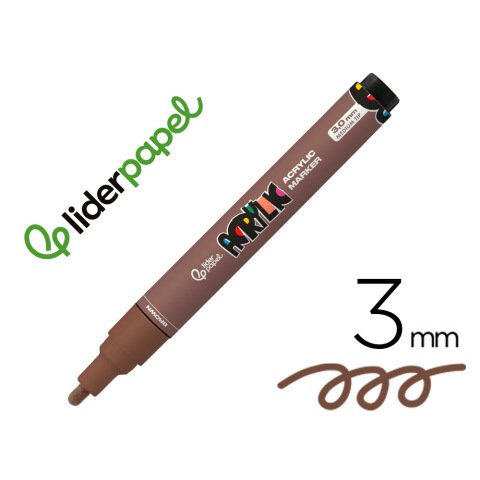 Rotulador liderpapel acrylic base agua todo tipo de superficie punta redonda 3 mm marron