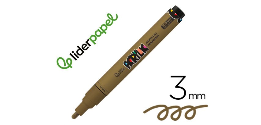 Rotulador liderpapel acrylic base agua todo tipo de superficie punta redonda 3 mm oro