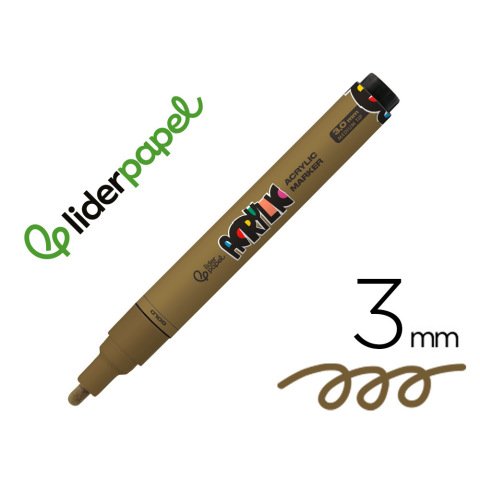 Rotulador liderpapel acrylic base agua todo tipo de superficie punta redonda 3 mm oro