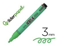 Rotulador liderpapel acrylic base agua todo tipo de superficie punta redonda 3 mm verde claro