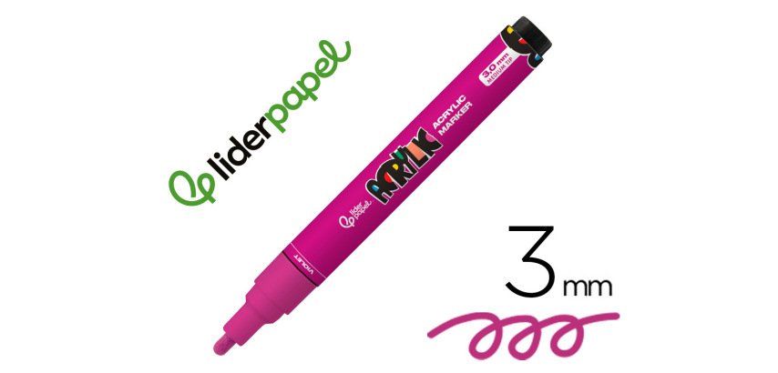 Rotulador liderpapel acrylic base agua todo tipo de superficie punta redonda 3 mm violeta