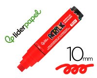 Rotulador liderpapel acrylic base agua todo tipo de superficie punta rectangular 10 mm rojo