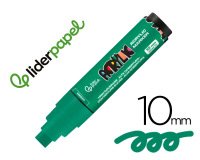 Rotulador liderpapel acrylic base agua todo tipo de superficie punta rectangular 10 mm verde