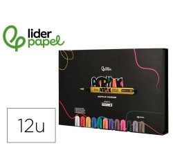 Rotulador liderpapel acrylic base agua todo tipo de superficie punta pincel caja de 12 unidades colores surtidos