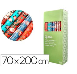 Papel de regalo liderpapel navidad rollo ancho 70 cm longitud 2 mt gramaje 60 gr diseños surtidos c-2025