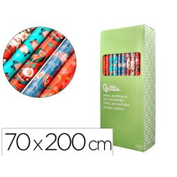 Papel de regalo liderpapel navidad rollo ancho 70 cm longitud 2 mt gramaje 60 gr diseños surtidos c-2024