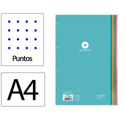 Recambio antartik a4 100 hojas 90g/m2 puntos dots 4 taladros bandas de 5 colores
