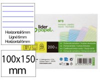 Tarjeta liderpapel para estudiar rayada cartulina de colores 170 gr/m2 100x150mm paquete de 200 unidades