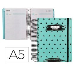 Agenda escolar liderpapel 25-26 espiral patterns triangulos dia pagina a5 bilingüe papel fsc 80 gr