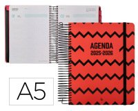 Agenda escolar liderpapel 25-26 espiral patterns zigzag dia pagina a5 bilingüe papel fsc