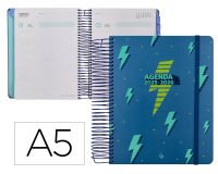 Agenda escolar liderpapel 25-26 espiral patterns rayos azul dia pagina a5 bilingüe papel fsc 80 gr