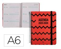 Agenda escolar liderpapel 25-26 espiral patterns zigzag semana vista a6 bilingüe papel fsc 80 gr