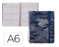 Agenda escolar liderpapel 25-26 espiral patterns militar gris semana vista a6 bilingüe papel fsc 80 gr